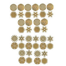 40 Peças/10 Folhas 3,5CM Adesivo de Energia da Flor da Vida Adesivo Dourado Transparente À Prova D'Água Adesivo de Energia de Cobre de 7 Chakras