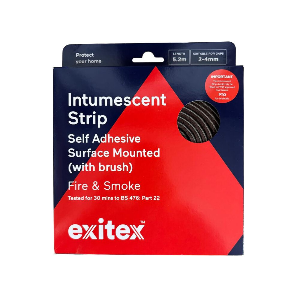(Oak) Exitex 5.2M Intumescent Strip Fire Smoke Door Seal Self Adhesive Surface Mounted 5016570011891