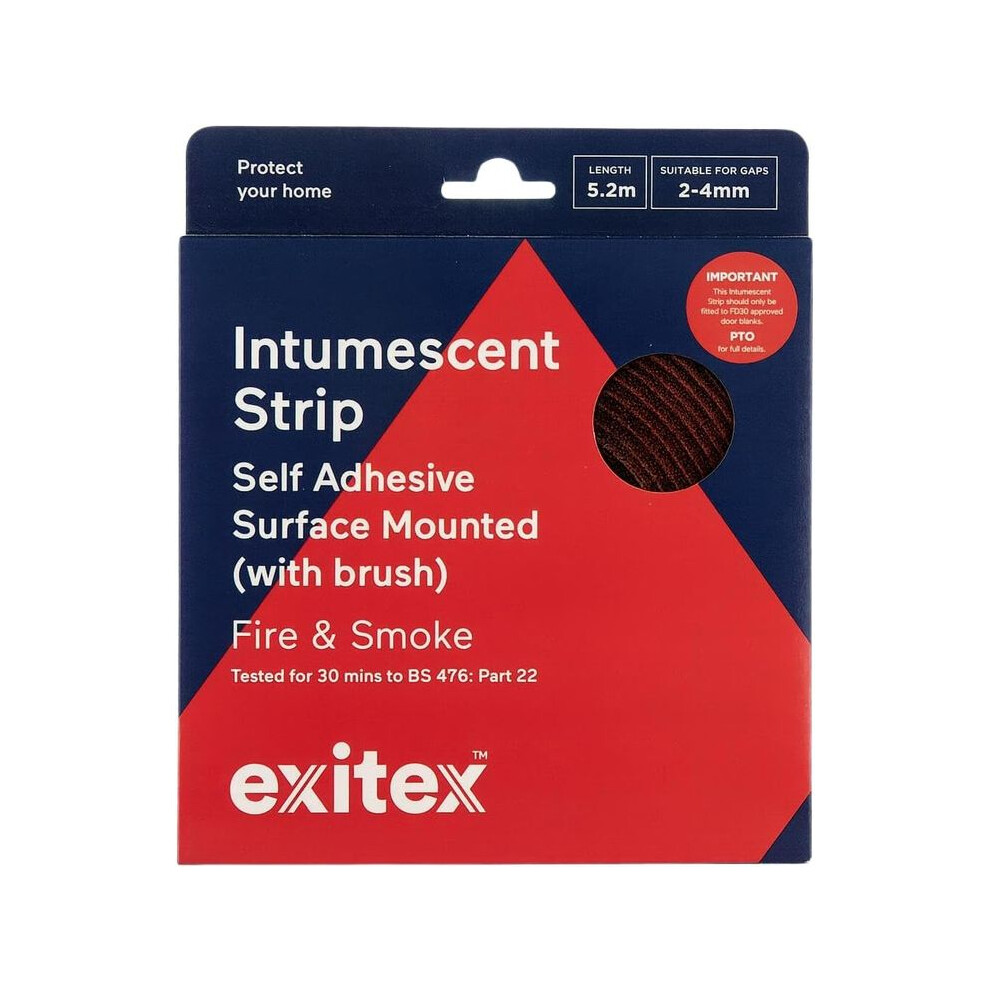(Brown) Exitex 5.2M Intumescent Strip Fire Smoke Door Seal Self Adhesive Surface Mounted 5016570011877