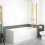 NES Home Nes Home 1700mm Round Bath with Legs and Brushed Brass Frame Curved Bath Screen 1
