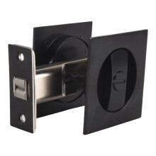 Pocket Door Lock, Matte Black Contemporary Privacy Square Pocket Door Hardware, Black Sliding Pocket Door Lock