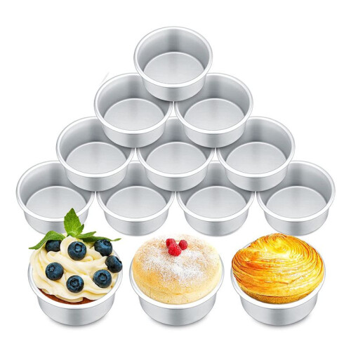 Forma de Bolo Pequena de 18 PeçAs de 4 Polegadas,  Forma de Bolo Redonda para Assar Forma de Bolo, Bolo de Queijo, Pizza, Quiche