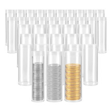 35 PièCes Tubes de PièCes de Tailles Assorties Tubes de Stockage de PièCes de Monnaie Tubes de PièCes de Monnaie en Plastique Transparent Tubes de