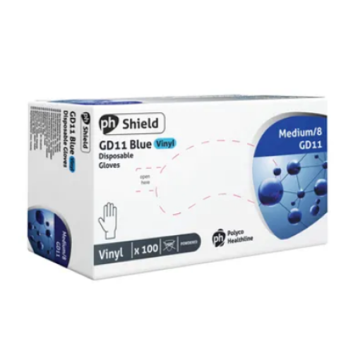 Shield Powdered Vinyl Gloves Medium Blue 100 Pack GD11 1