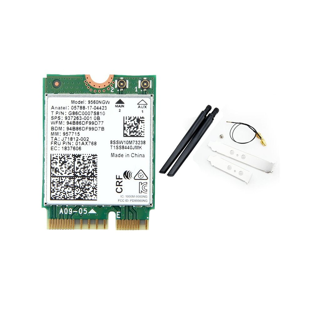 9560Ngw Wifi Card With Antenna 1730Mbps Wireless Ac 9560 2.4G+5G Bt 5.0 802.11Ac M.2 Cnvi 9560Ngw Wireless Adapter A 4711520279932