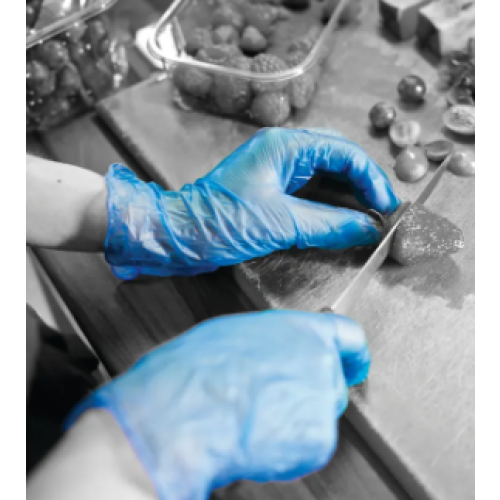 Shield Powdered Vinyl Gloves Medium Blue 100 Pack GD11 2