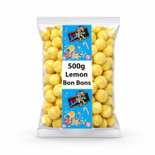 500g Kingsway Lemon Bon Bons - Zesty Dusted Chewy Sweets Bulk Bag