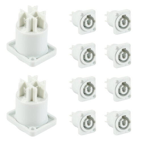 10PCS Powercon Connector 3 Pins 20A 250V Power Speaker Panel Socket Female for LED Screen Stage Lighting,Grey