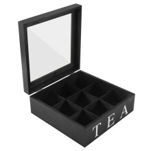 9 Rejilla Caja de Té Madera Bolsa de Té Bolsa Contenedor Caja de Almacenamiento Caja de JoyeríA de Regalo Cuadrado Caja de Almacenamiento con Tapa