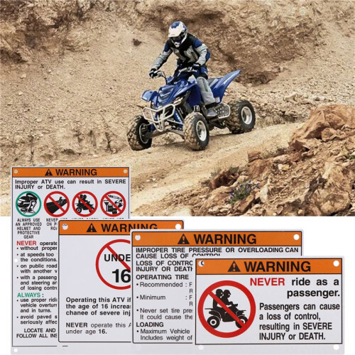 For  Warning Decals Stickers Labels Aluminum Backed Raptor Blaster Banshee 2