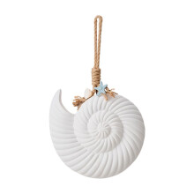Décor Mural Méditerranéen Pendentif Coquille de Bois Étoile de Mer Ornements Muraux Vintage Salon Océan Plage Blanc
