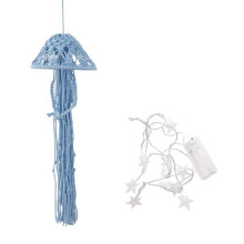Attrape-Rêves Bohème en Macramé, Ornement Tissé à la Main avec Guirlande Lumineuse, Attrape-Rêves en Méduse pour Décoration Suspendue D