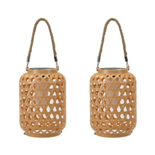 2Pcs Outdoor Solar Lantern with Handle Hanging Light, Waterproof Solar Lantern, LED Decorative
