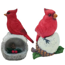 Red Bird Figurine Handmade Simulated Artificial Crafts Resin Red Bird Sculpture Decorative Handmade Bird Ornaments