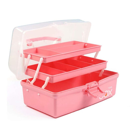 12in Three-Layer Multipurpose Storage Box, Folding Tool Box/Art & Crafts Case/Sewing Supplies Organizer