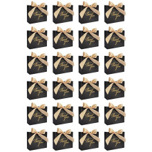 Paquete de 24 Bolsas PequeñAs de Regalo de Agradecimiento, Bolsas de Recuerdo de Fiesta, Cajas de Regalo con Lazo Dorado, Bolsas de Regalo de Papel,A