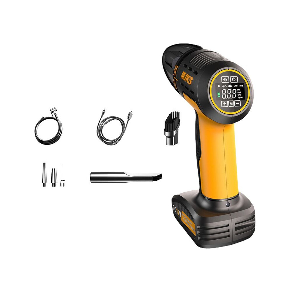 Wireless Hand Vacuum Cleaner & Air Compressor With Sos & Extensive Accessory Set - Inflating Car Tires Light 4711755314828