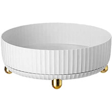 Rotatable Storage Shelf, Rotatable Spice Holder Organizer Carousel, Spice Rack Rotatable Pantry Cabinet Dresser White
