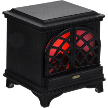 Puppenhauskamin im Maßstab 1:12 mit LED-Beleuchtung, Miniaturmöbel-Accessoire, Schwarz