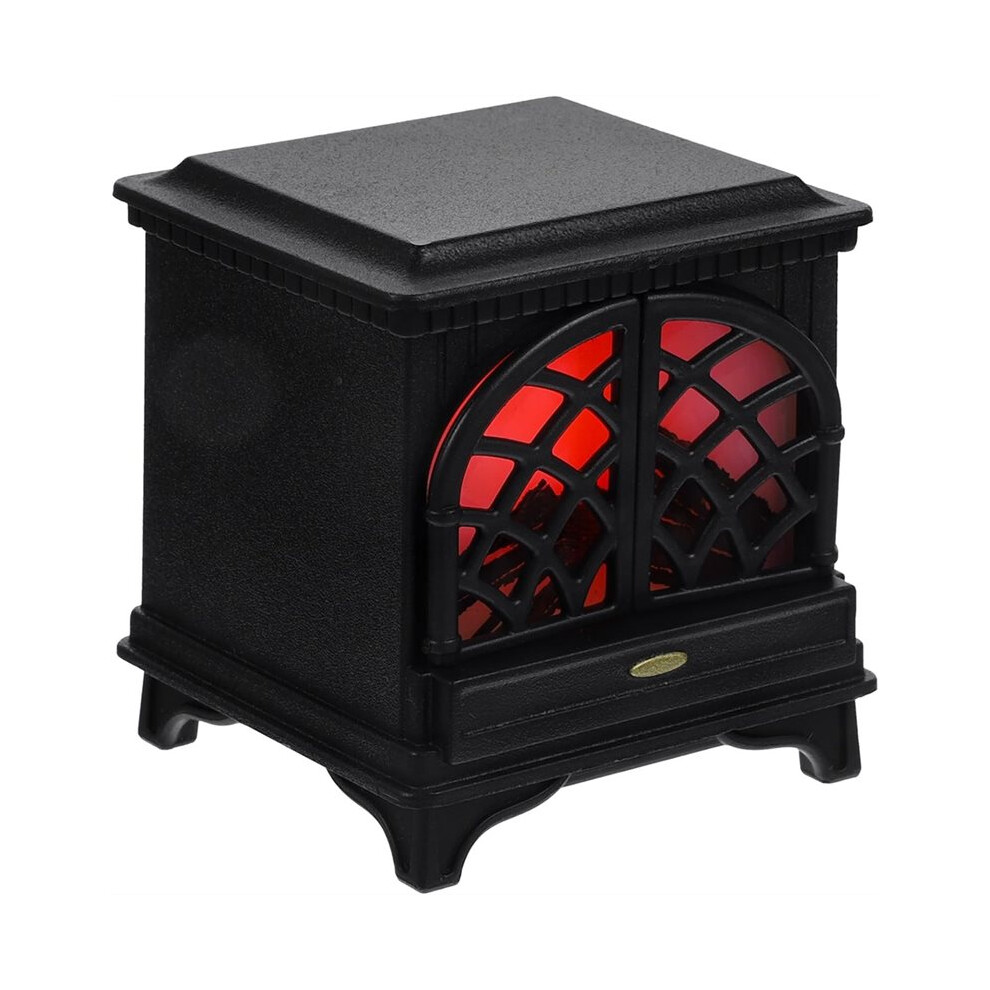 Tauoh Light/Black 1:12 Scale Dollhouse Fireplace With Led Miniature Furniture Accessory,