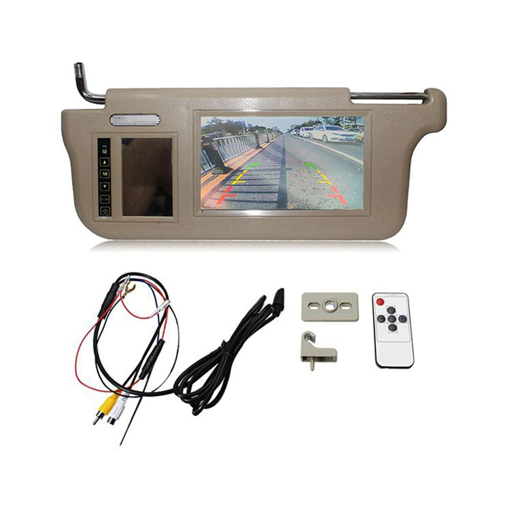 7Inch Car Left Sun Visor Rear View Mirror Screen Lcd Monitor 2 Channel Video Beige 4713922764726