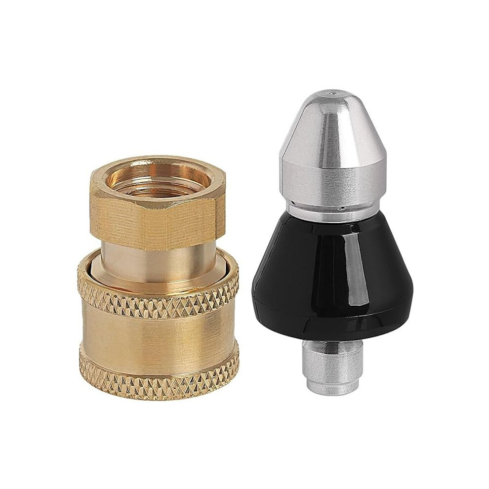 Sewer Cleaning Tool High-Pressure Nozzle, 1/4Inch 1 Front 6 Rear Sewer Jetter Nozzle And Pressure Washer Adapter 6031011479183