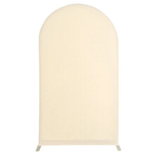 7.2FT Wedding Arch Cover Fitted Wedding Arch Stand Covers Round Top for Birthday Party Banquet Decoration Creamy-White