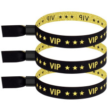 100 Pack VIP Cloth Event Wristband, Solid Color Cloth Wristbands, Color Wristbands for Activities, Parties ( Black)