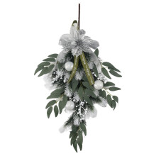 Artificial Christmas Teardrop Swag with Berry, Flower and Ornaments for Front Door Indoor & Outdoor Home Xmas Decor