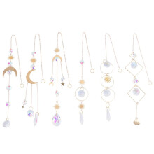 6Pieces Colorful Crystals Suncatcher Hanging Sun Catcher with Chain Pendant Ornament Crystal Balls for Window Garden