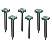 6 St Outdoor Solar Ultrasonic Vibration Repeller Snake Repeller Mole Electronic Snake Repeller för Garden Yard Farm, Etc