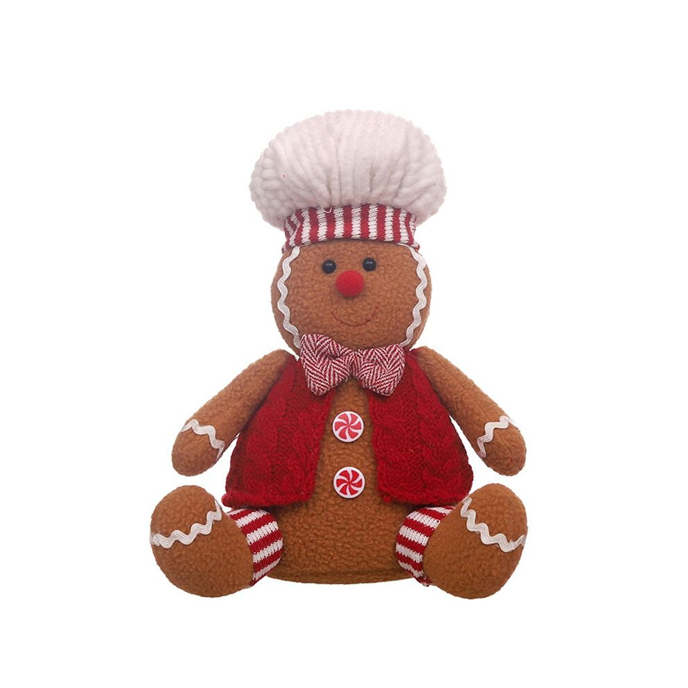 Semoic Christmas Decorations, Cartoon Sitting Gingerbread Figurines, Desktop Decoration Props Male