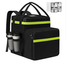 Mochila para Entrega de Comida con 7 Portavasos, Bolsa Expandible para Comida Caliente/Fría con Banda Reflectante.