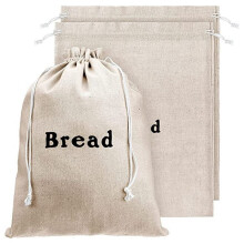 Linen Bread Bags (3 Packs) Burlap Reusable Drawstring Bread Bags Unbleached Loaves Pastries Bags Handmade Food Storage