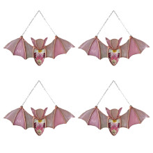 4PCS Halloween Decorations Hanging Glass Suncatcher Bats Acrylic Colorful Halloween Bats Wall Decor Hanging Gothic Bat
