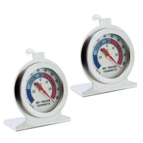 2 Pcs Refrigerator Thermometer 20-20/-20-80 Fridge Analog Thermometer Large Dial with Red Indicator Thermometer