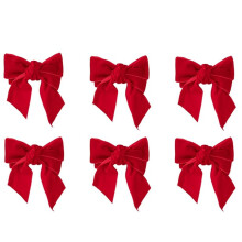 6Pc Red Bow Xmas Napkin Holder Rings Chic Flannel Napkin Buckle for Birthday Party Wedding Dining Table Decoration