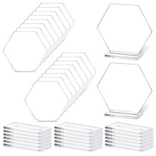 18PCS Acrylic Table Numbers Hexagon Table with Holder Sublimation DIY Clear Table Name Cards for Party Decoration