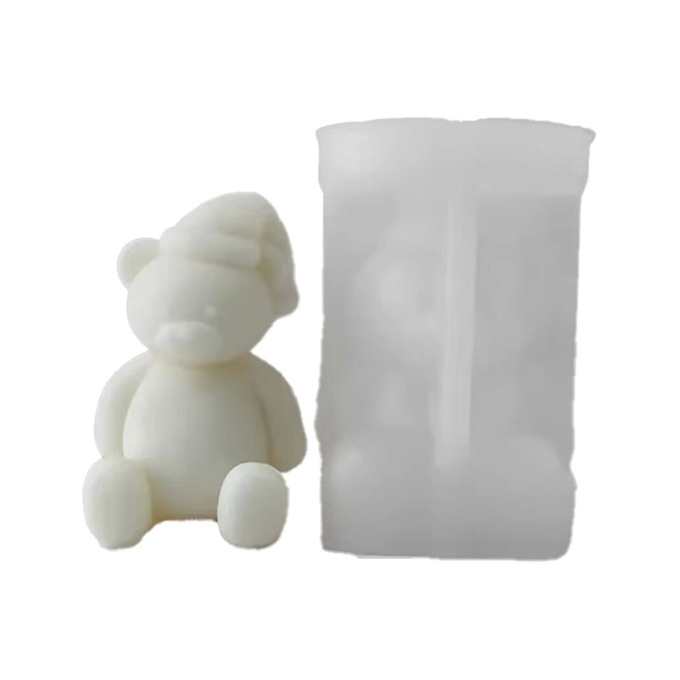 Tauoh 2Pcs Christmas Bear Candle Silicone Mold Diy Cartoon Bear Scented Candle Plaster Soap Resin Cement Mold Making Tools