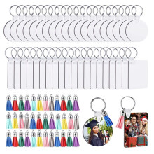 160Pcs Sublimation Blanks Keychain Bulk, Sublimation Keychain Blanks with Key Ring Double-Sided for DIY Making