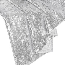 6Ft Table Skirt for Round Rectangle Square Table Sequin Tablecloth for Birthday Party Family Baby Shower Silver