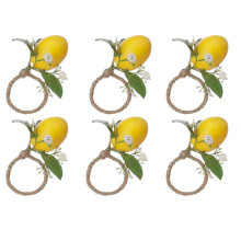 Set med Citronservettringar med 6 ServetthåLlare med Citronvinblad för Matbordsdekor Bankett BröLlopsföDelsedag Jul A