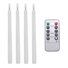 4 StüCk Ferngesteuerte Flammenlose KerzenstäNder, Timer-Batteriebetriebene LED-Taper-Kerzen für Halloween, Hochzeitsdekoration, Weiß