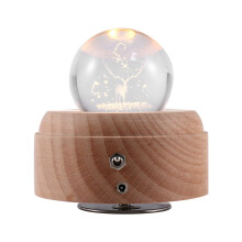 3D Crystal Music Box de Deer Luminous Rotating Musical Box med Projection Led Light