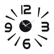 Décor à la Maison 3D Horloge Murale de Quartz Diy Les Horloges L'Horloge la Montre Autocollants Acryliques de Miroir de Mode de Salon Noir