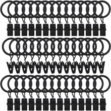 42 Packs of Curtain Ring, with Clips, Decorative Curtains, Rust, Retro, 1 Inch, Inner Diameter, Black