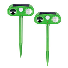 2 STUKS Ultrasoon Dierenafweermiddel Buiten Zonne- Dierenafweermiddel Waterdicht met Bewegingssensor LED Stroboscoopalarm