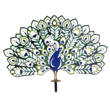 Metal Peacocks Garden Stake,Hollow Out Yard Art Peacocks Statue Decorative,Metal Peacocks Animal Spreads Its Tail,Green