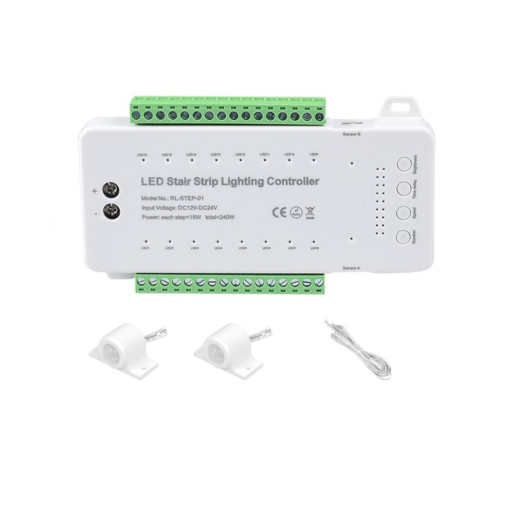Stair Led Motion Sensor Controller Dc12v 24V 16Channels Indoor Pir Night Dimmer For Stairs Flexible Strip(A) Light 6133606708873