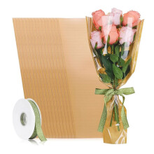 50 Pieces Flower Packaging Bags with Ribbon,  Paper Flower Packaging Bouquet Bags, Suitable for Wedding Birthday